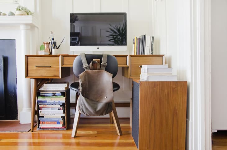 Desk with shelf underneath top